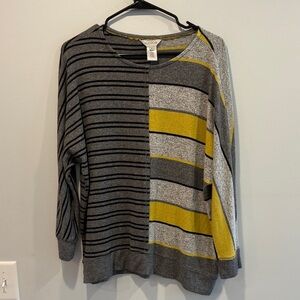 Multiples Gray and Yellow Striped Sweater